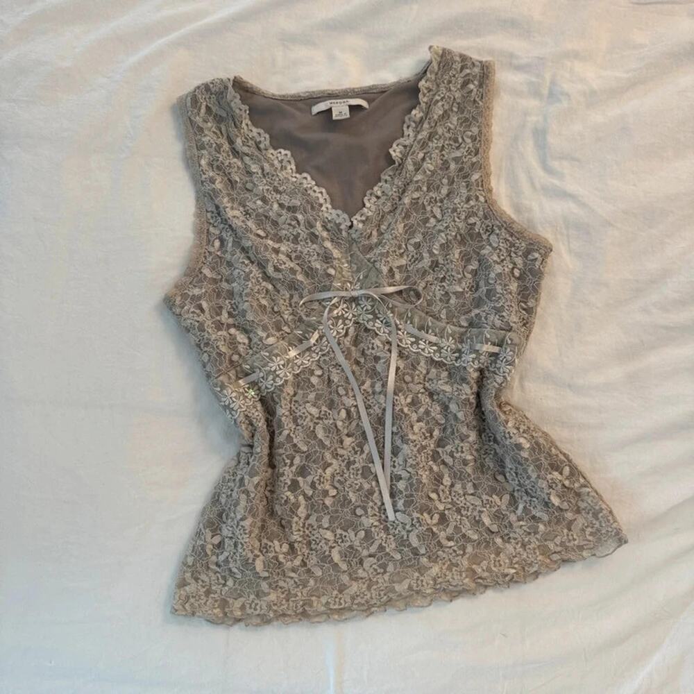 Y2K lace tank with bow